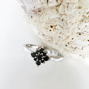 Black Diamond Floral Cluster Ring