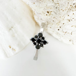 Black Diamond Floral Cluster Ring