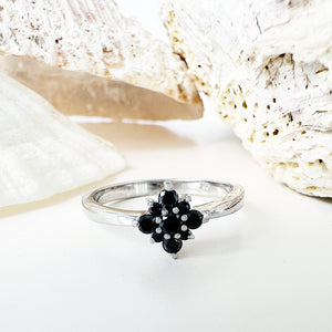 Black Diamond Floral Cluster Ring