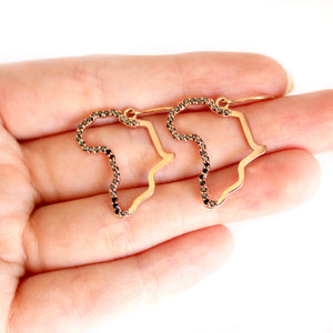 Black Diamond Rose Gold Africa Map Earrings