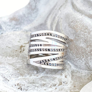Black Diamond White Gold Zebra Statement Ring