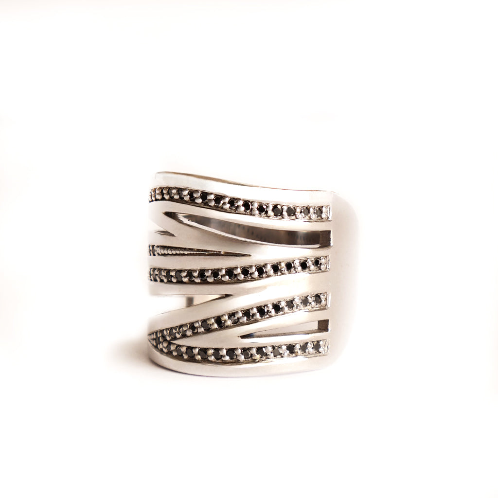 Black Diamond Zebra Ring