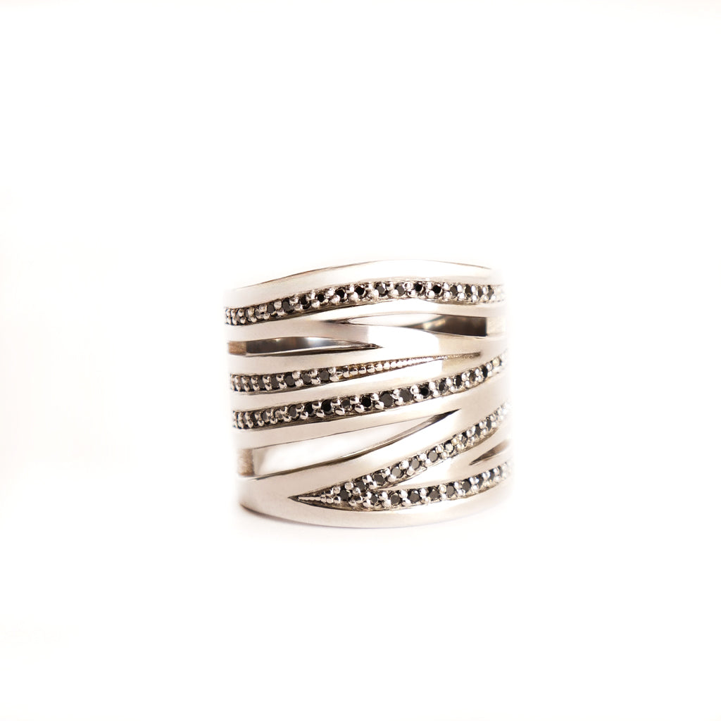 Black Diamond Zebra Ring