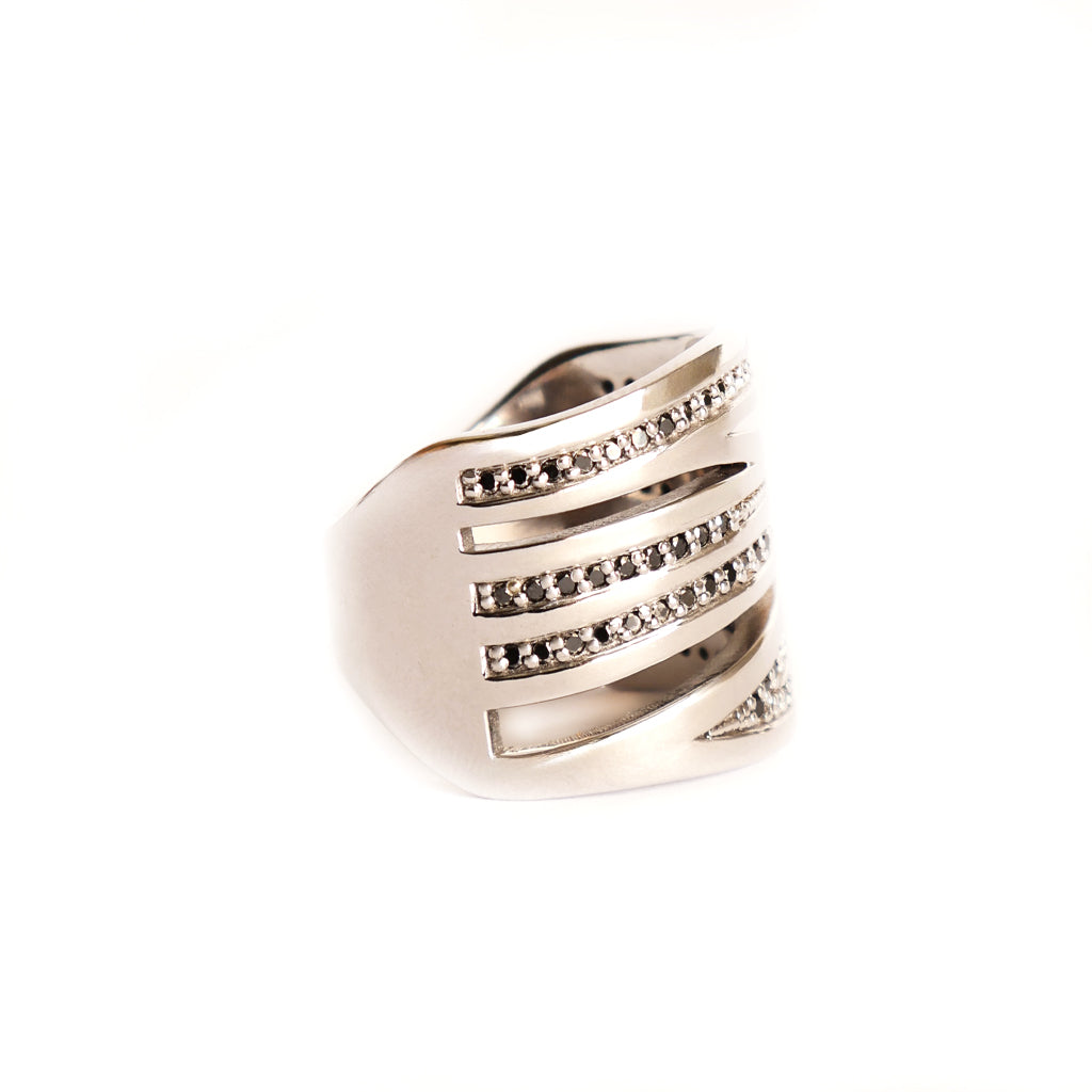 Black Diamond Zebra Ring