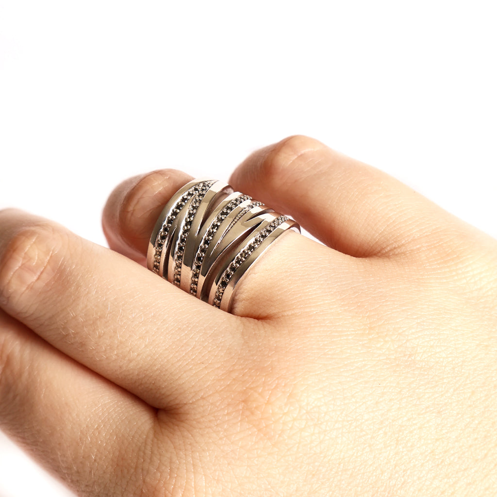 Black Diamond Zebra Ring