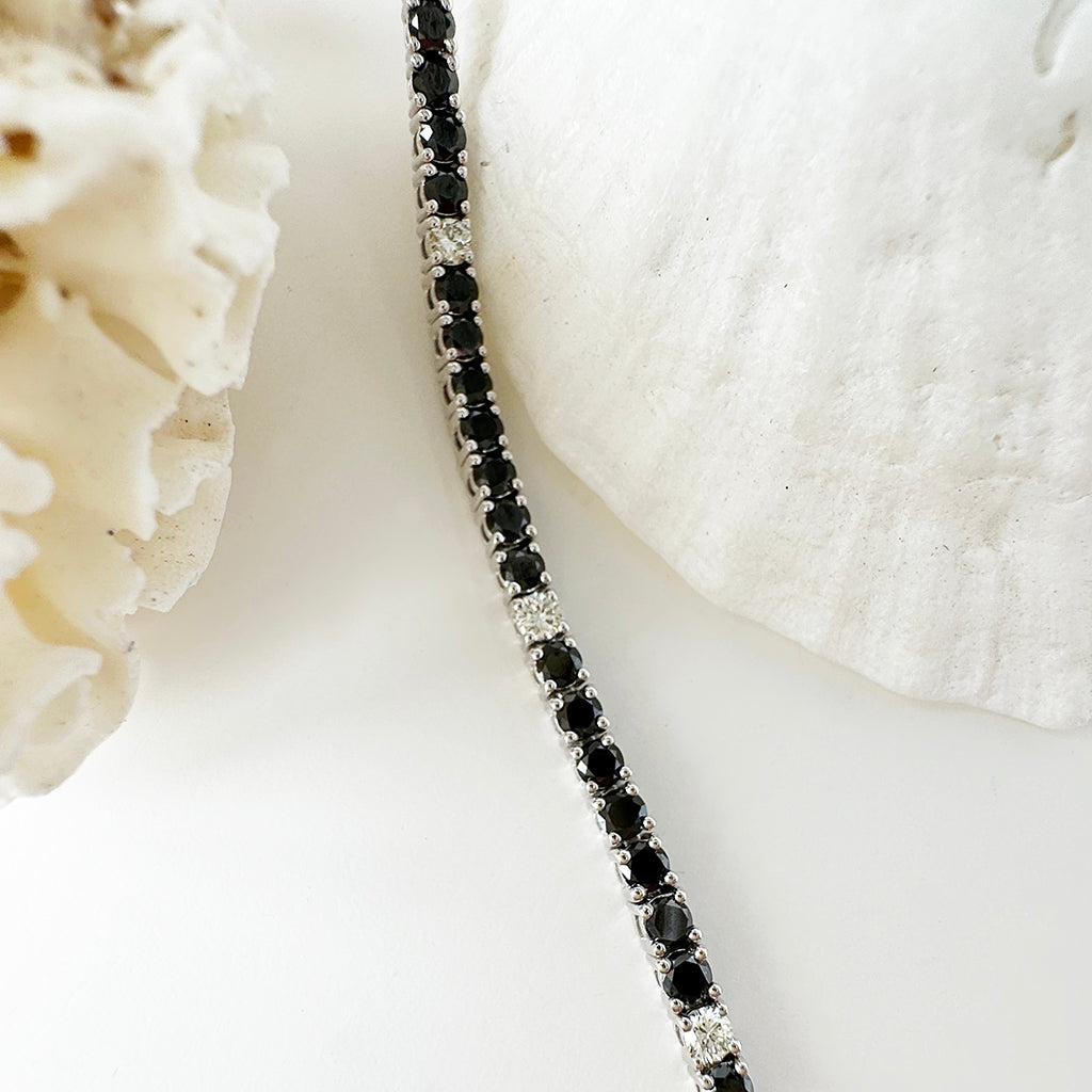 Black Diamond with Sparkling White Diamond Highlight Bracelet