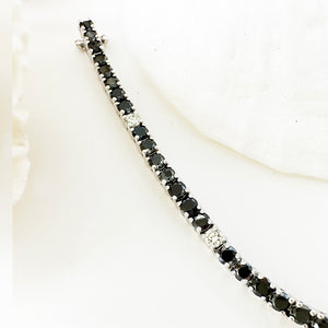 Black Diamond with Sparkling White Diamond Highlight Bracelet