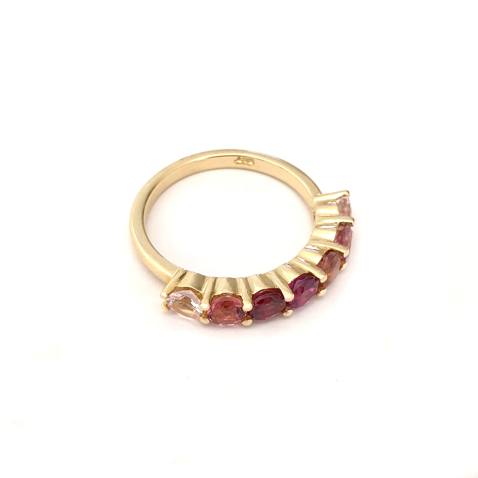 Blushing Pinks and Purple Yellow Gold Ring