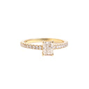 Brilliant Radiant Cut White Diamond Engagement Ring in Yellow Gold