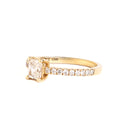 Brilliant Radiant Cut White Diamond Engagement Ring in Yellow Gold