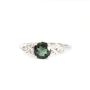 Brocade Diamond Shoulder Round Cut Green Tourmaline And Diamond Ring