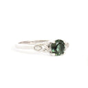 Brocade Diamond Shoulder Round Cut Green Tourmaline And Diamond Ring