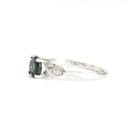 Brocade Diamond Shoulder Round Cut Green Tourmaline And Diamond Ring