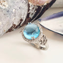 Blue Topaz Cabochon and diamond ring