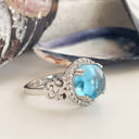 Blue Topaz Cabochon and diamond ring