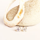 White Diamond Yellow Gold Studs