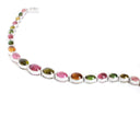 Cascading Bezel Set Multi-Stone Tourmaline Oval Cut Silver Bracelet