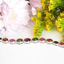 Cascading Bezel Set Multi-Stone Tourmaline Oval Cut Silver Bracelet