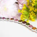 Cascading Bezel Set Multi-Stone Tourmaline Oval Cut Silver Bracelet