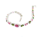 Cascading Bezel Set Multi-Stone Tourmaline Pear Cut Silver Bracelet