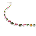 Cascading Bezel Set Multi-Stone Tourmaline Pear Cut Silver Bracelet
