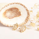 White Diamond Yellow Gold Earrings