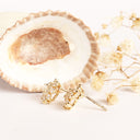 White Diamond Yellow Gold Earrings