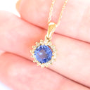 Celestial Halo Sapphire with Diamond Yellow Gold Pendant