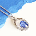 Oval Sapphire and Diamond White Gold Pendant