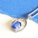 Oval Sapphire and Diamond White Gold Pendant