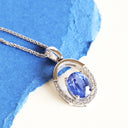 Oval Sapphire and Diamond White Gold Pendant