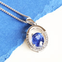 Oval Sapphire and Diamond White Gold Pendant