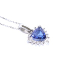 Celestial Trilliant Halo Sapphire with Diamond White Gold Pendant