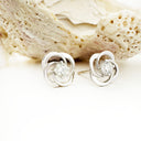 Celtic Twist White Diamond Stud Earrings