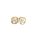 Celtic Twist White Diamond Yellow Gold Stud Earrings