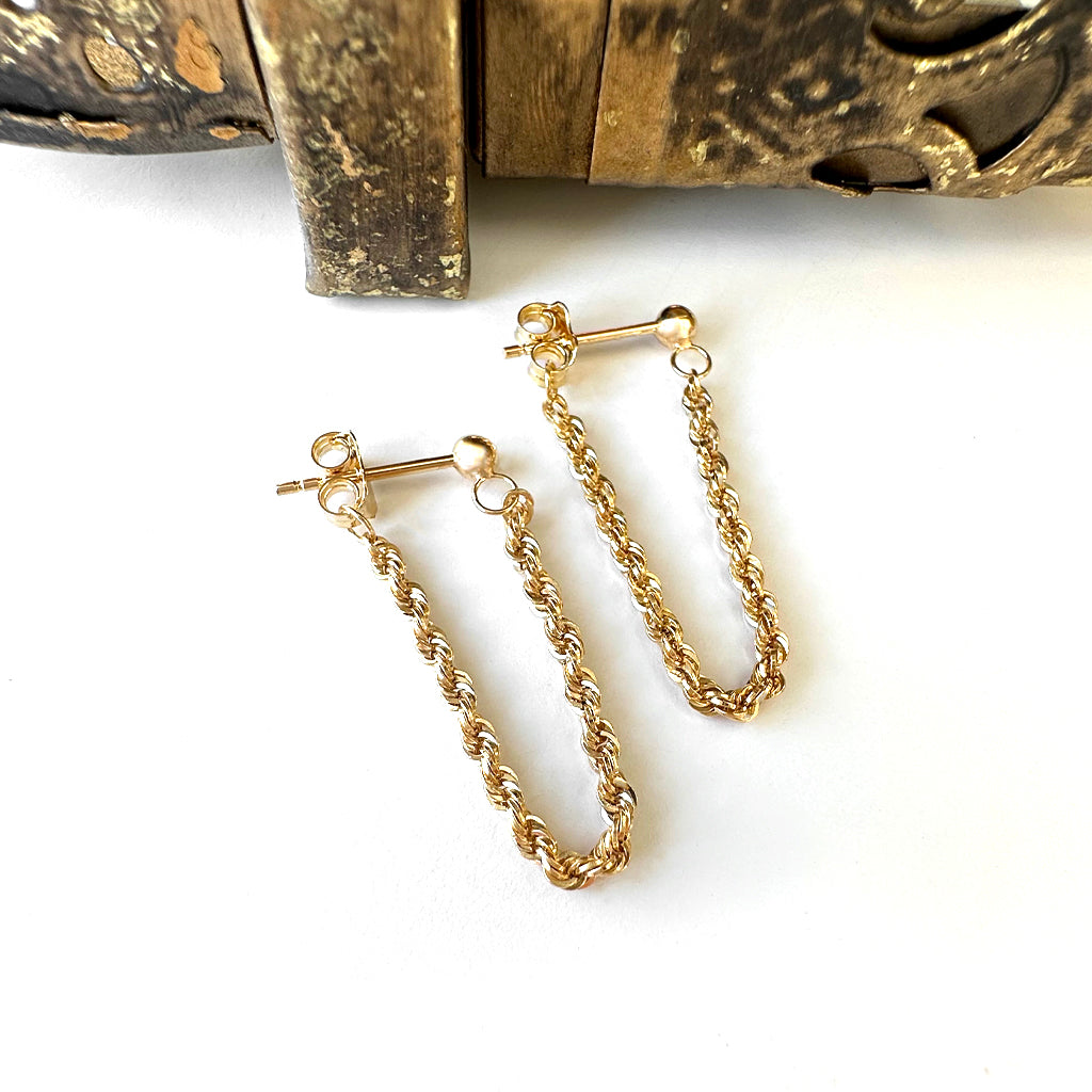 Chain loop Yellow Gold Studs