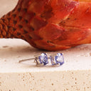 Charming Four Claw Tanzanite White Gold Studs
