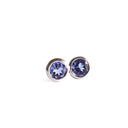 Refined Petite Bezel Set Tanzanite White Gold Studs