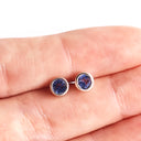 Refined Petite Bezel Set Tanzanite White Gold Studs
