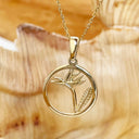 Circular Yellow Bird of Prey Strelitzia Pendant