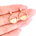 Circular Table Mountain Yellow Gold Earrings