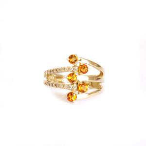 Citrine and Diamond Yellow Gold Multiband Ring