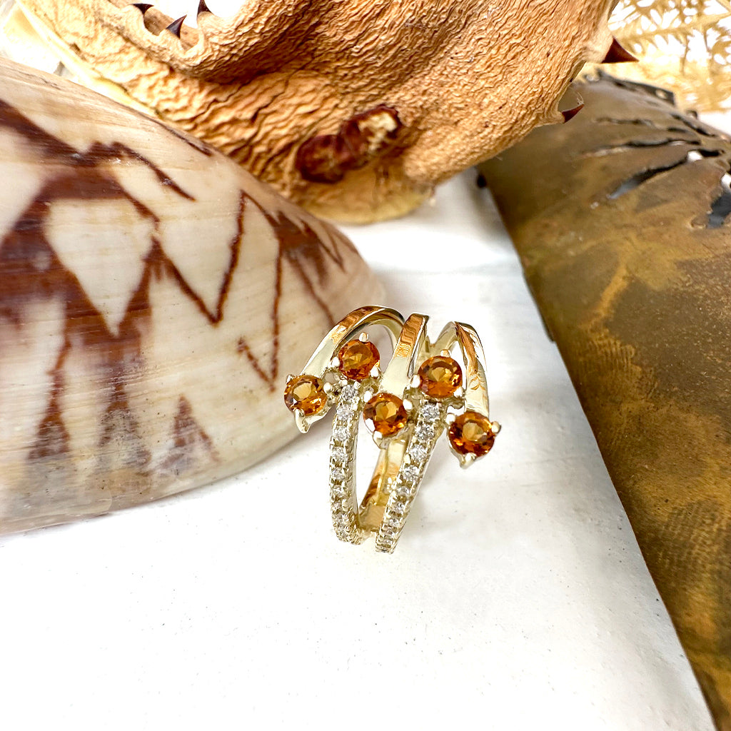 Citrine and Diamond Yellow Gold Multiband Ring