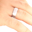 Classic Curved Wide Band White Gold Ring