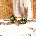 Classic Four Claw Tsavorite Rose Gold Studs
