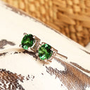 Classic Four Claw Tsavorite White Gold Studs
