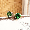Classic Four Claw Tsavorite White Gold Studs