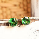 Classic Four Claw Tsavorite Yellow Gold Studs