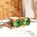 Classic Four Claw Tsavorite Yellow Gold Studs