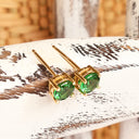 Classic Four Claw Tsavorite Yellow Gold Studs